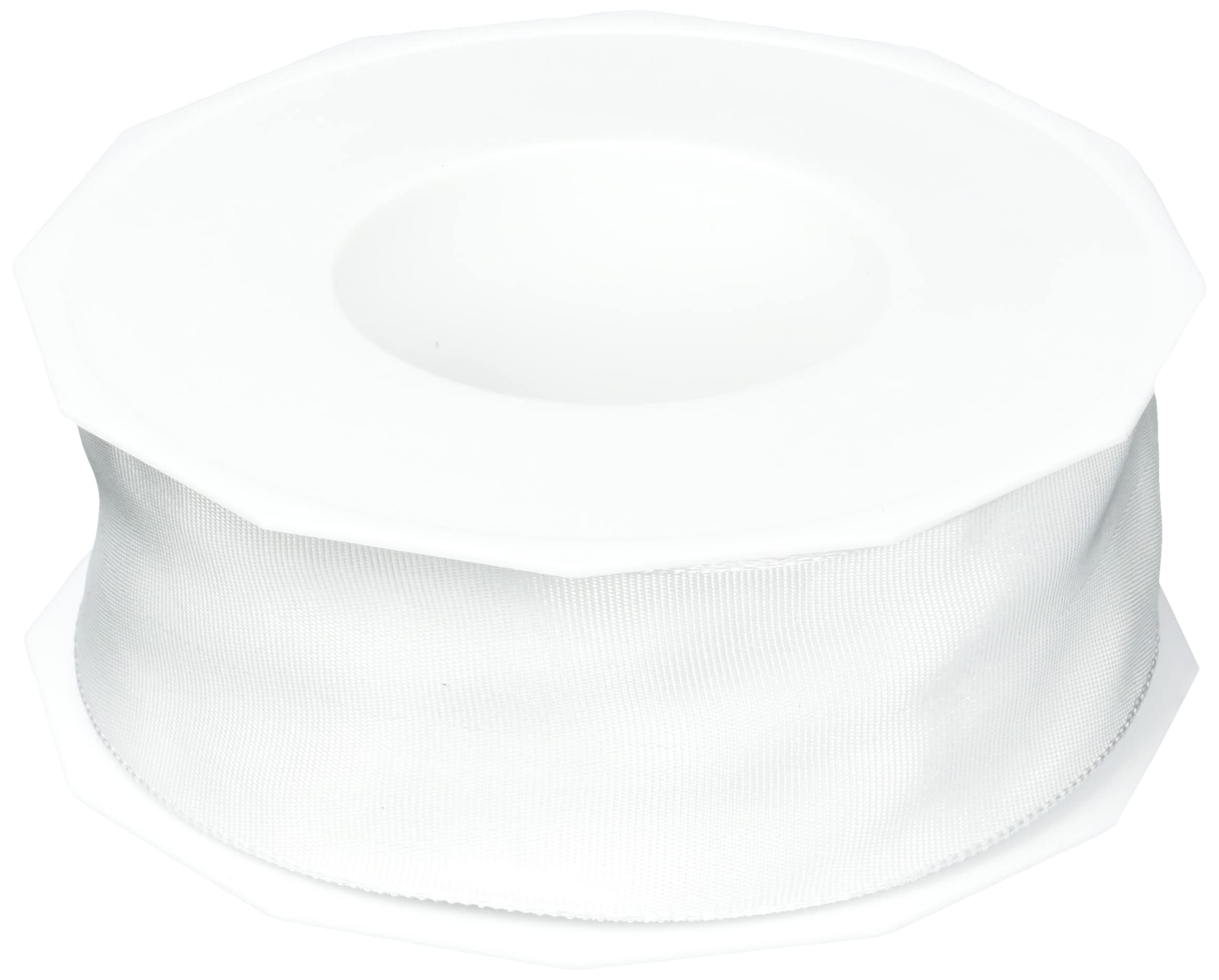 PRÄSENT - Lyon Wired Taffeta Ribbon White 40 mm width, 25 m length