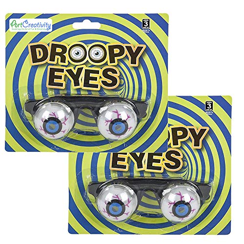 ArtCreativity Droopy Eye Glasses for Kids, Set of 2, Funny Glasses with