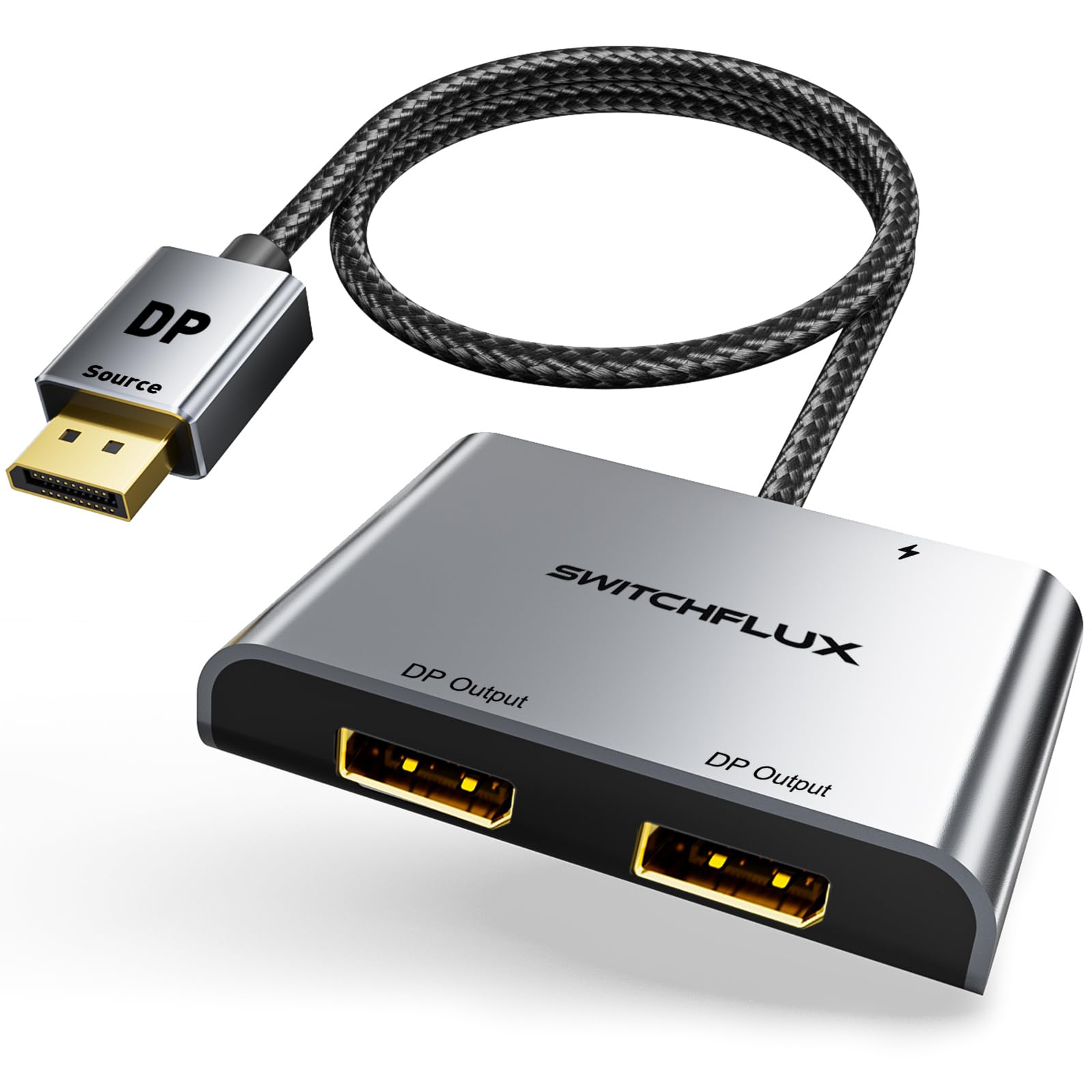 Photo 1 of SWITCHFLUX DisplayPort to Dual Display Port Adapter [4K@60Hz] DP Splitter 1 in 2 Out Extended Display MST DP to 2 DP Female for Dual Monitors Compatible with PC,Graphic Card,NVIDIA,AMD