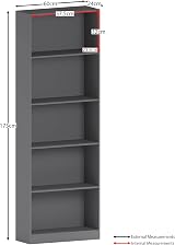 Vida Designs Cambridge 5 Tier Extra Large Bookcase Grey Wood Shelving view 3