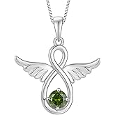 Lwsary Angel Wings Necklace 925 Sterling Silver Cubic Zirconia Guardian Angel Pendant Necklace Angel Jewelry for Women