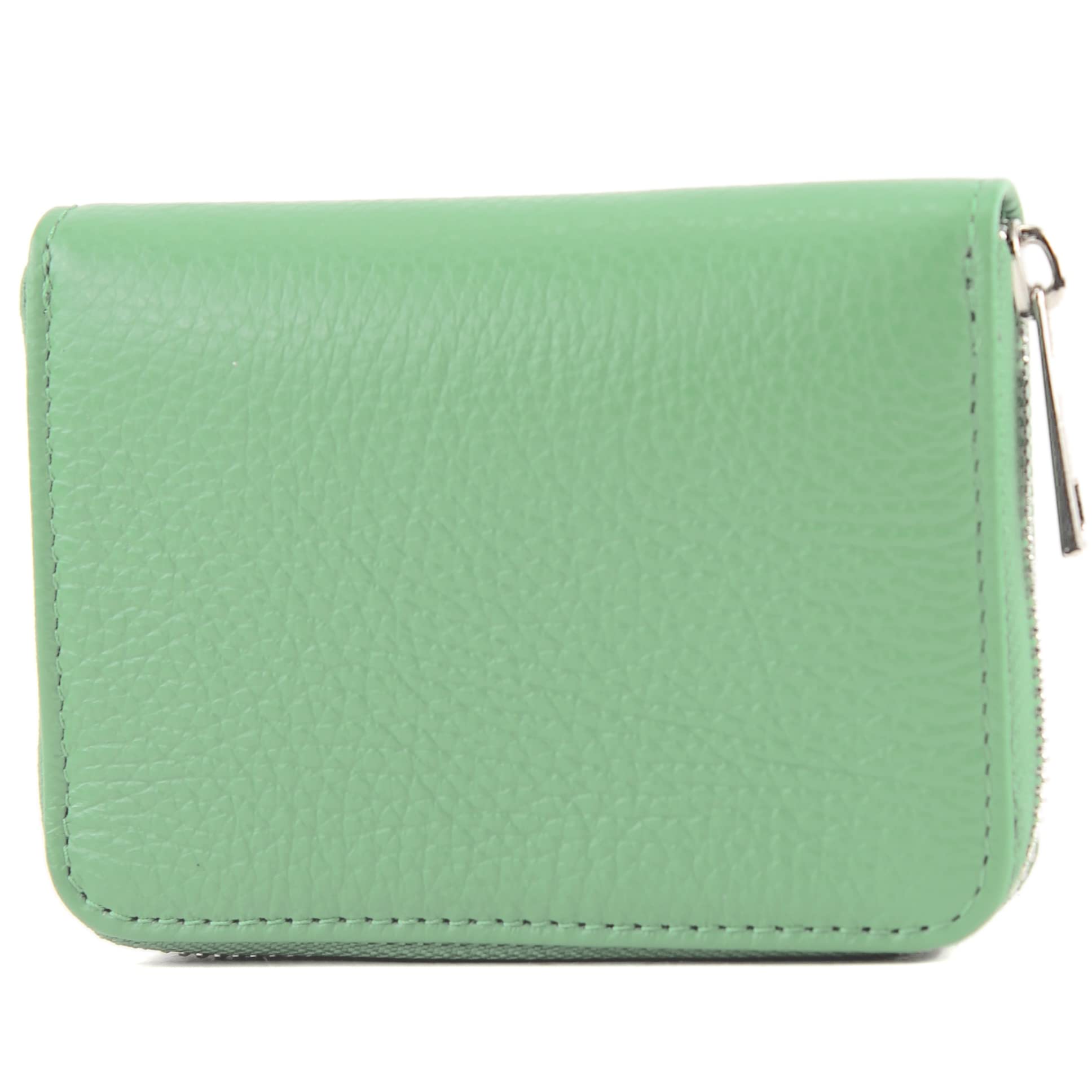 modamoda de - P04 - Italian women's short wallet genuine leather, Pastel Green, Small