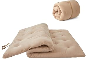 ZonLi Japanese Futon Mattress Queen Size 60"x 80",100% Cotton Floor Mattress Pad,Foldable Tatami Mat Portable Dormitory Sleeping Pad,Roll Up Floor Lounger Bed for Adult Child (Khaki)