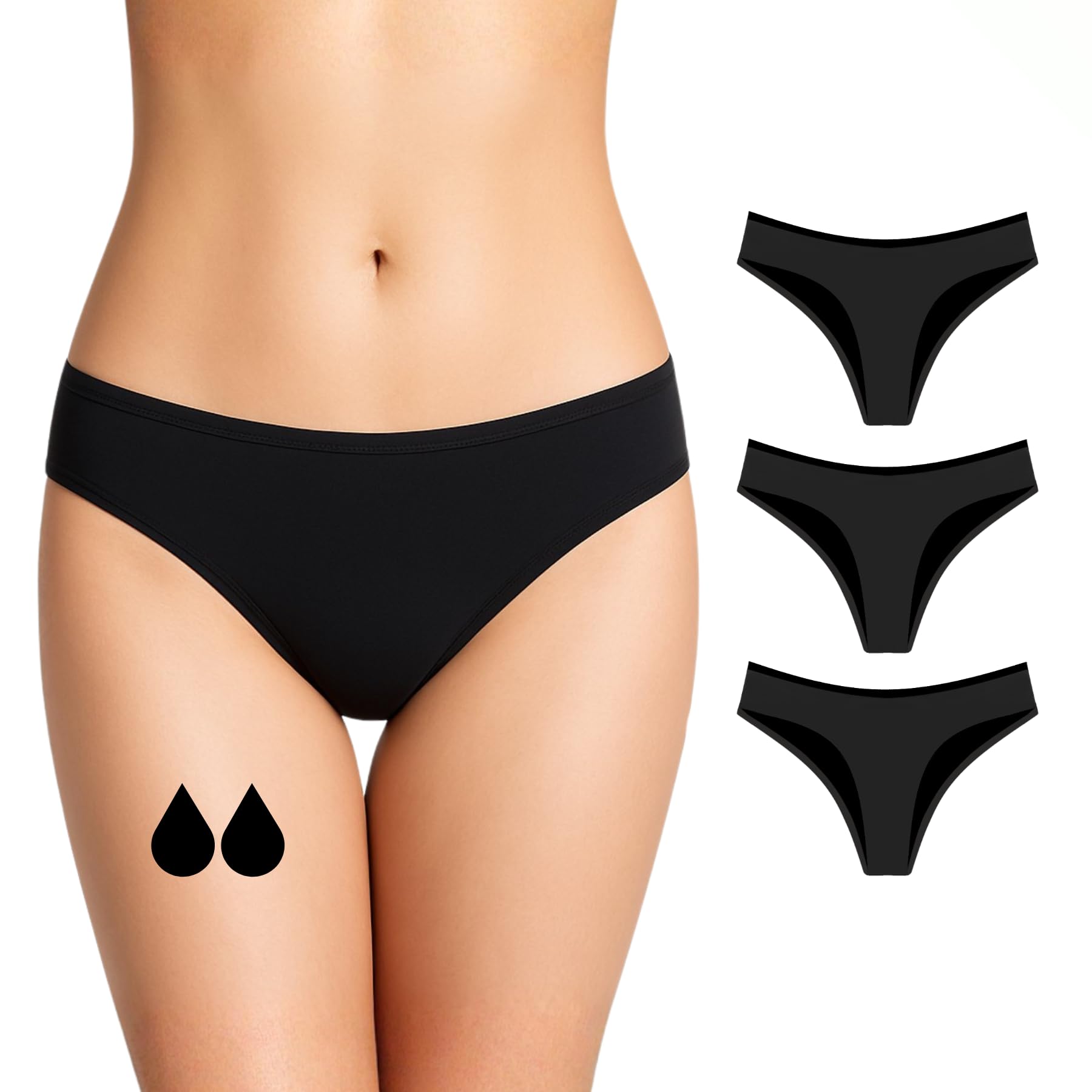 NoBlood Seamless period panties for Women and Teenage Girls - Washable - Eco-friendly - Menstrual Underwear - Absorbent Periods Undies - Womens Teens Girl (Jade-Pack, XXS) — image 1