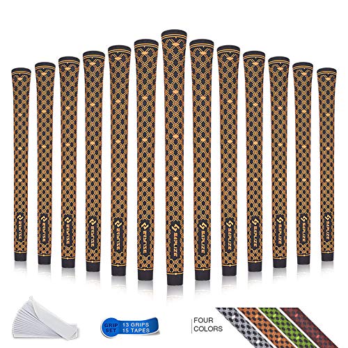 Jaya Golf Grips with Tape, Golf Club Grips, Mid Size, Orange, Set of 13 Grips, 2019 New Golf Grips Kit