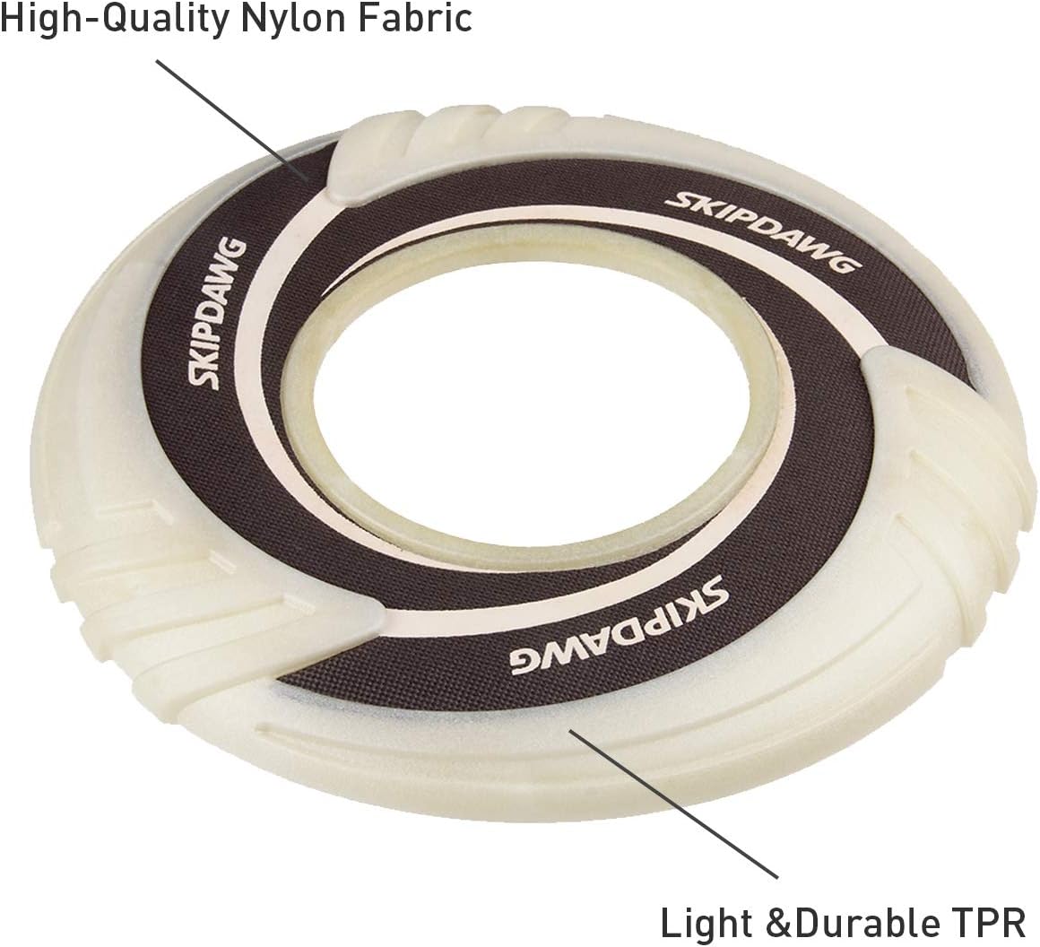 SKIPDAWG Dog Glow Disc Toy, Flying Disc Dog Toy Light Weight TPR/Nylon Fabric Non-Toxic Material - Image 4