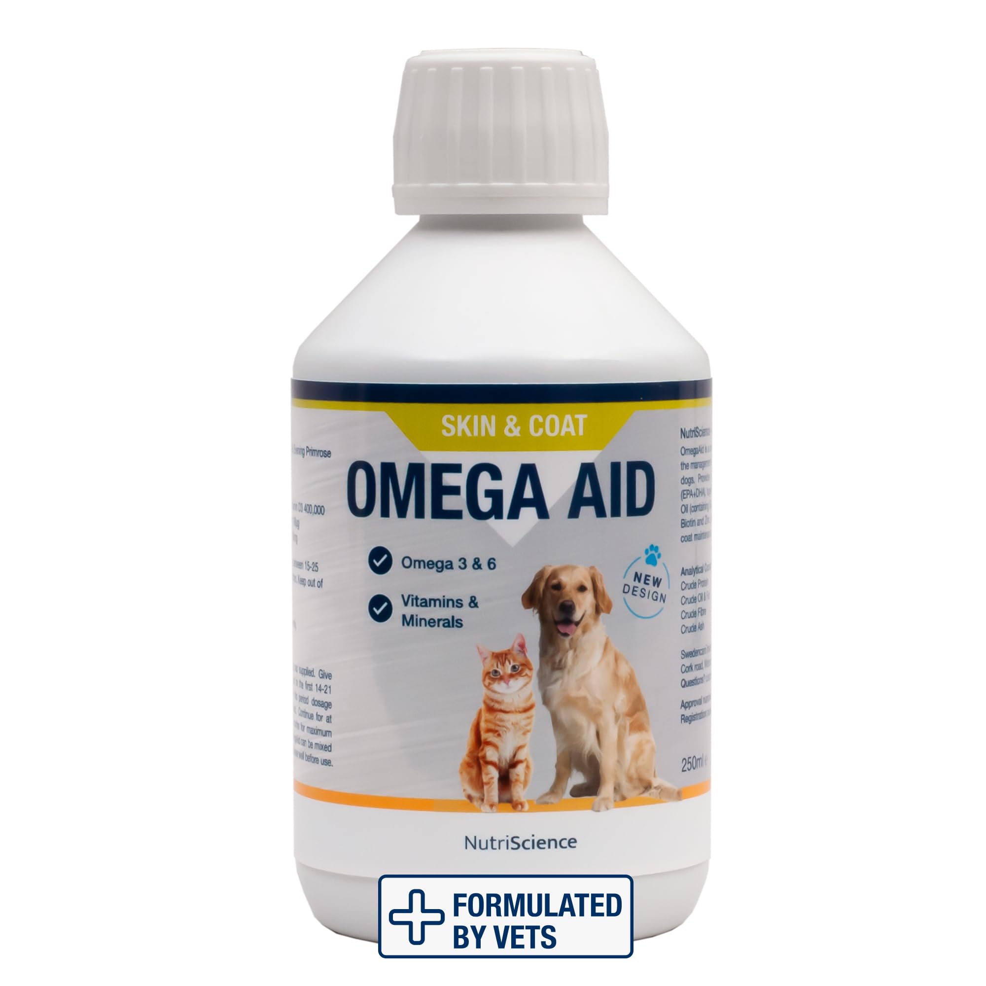 OmegaAid Omega 3 Supplement 500 ml, for Dogs and Cats, Skin and Coat Supplement