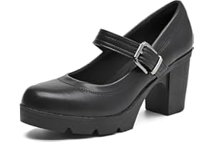 WUIWUIYU Women's Chunky Low Block Heels Mary Jane Closed Toe Work Pumps Comfortable Round-Toe Dress Wedding Shoes