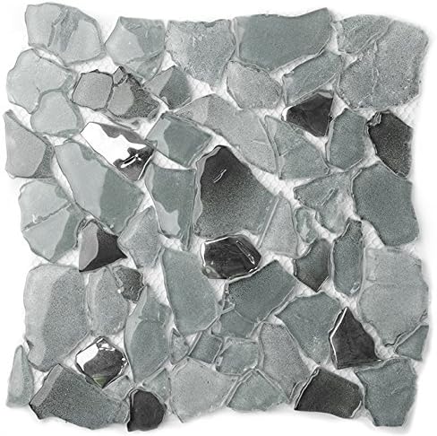 2017 NEW! Classic Grey Free shape Glass Tile Kitchen Backsplash Idea Bath Shower Home Wall DIY Art Design material,LSWZ03 (Pack of 10.76sq.ft )