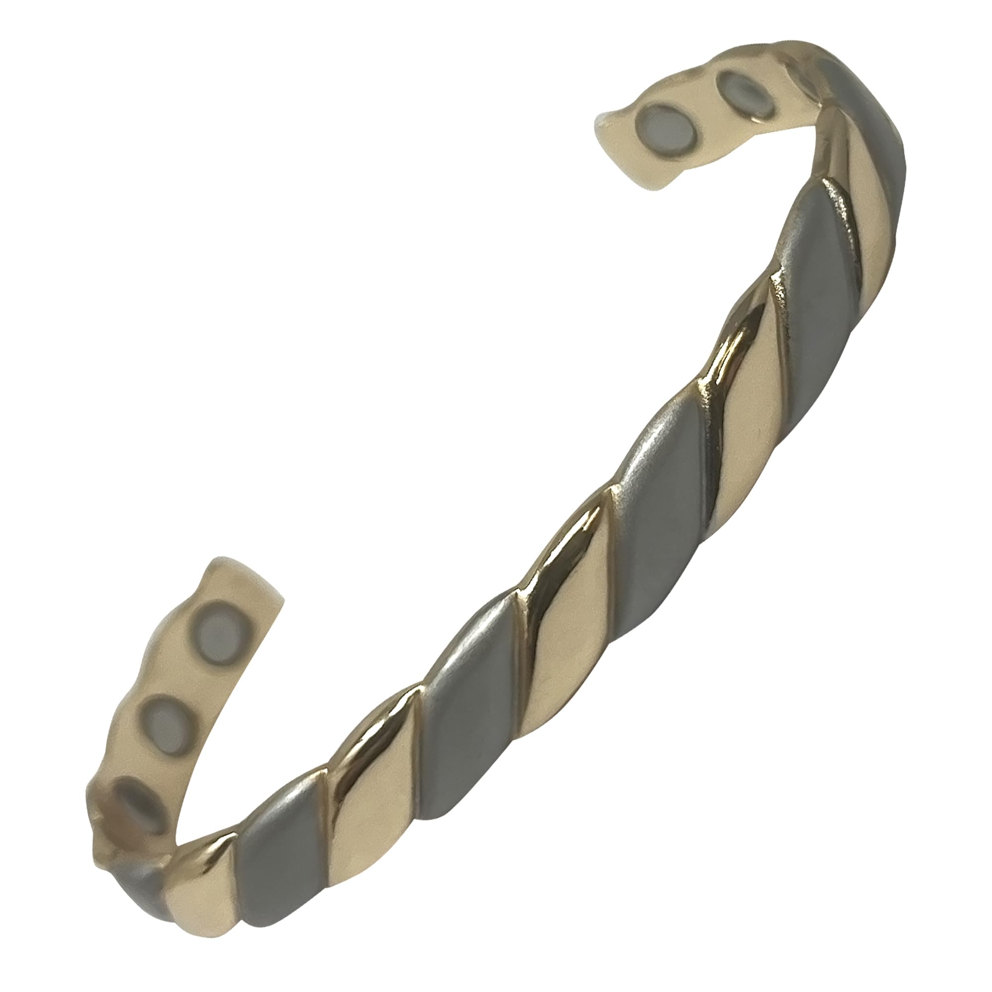 MnB Magnetics Copper Magnetic Bracelet in a Plaited Design with a Gold & Silver Finish - Extra Strong Magnets