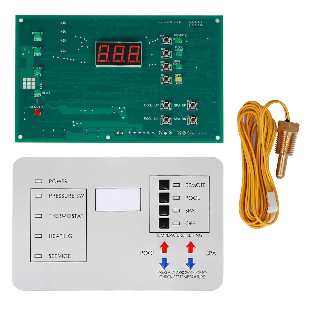Photo 1 of 472100 Digital Display Temperature Controller Board Replacement for MiniMax NT Series Pool and Spa Heater compatible with Pentair, Includes 471566 thermistor probe and keypad for 6800 DDTC Mini MAX NT