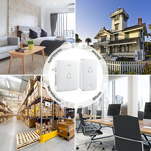 AVANTEK Self-Powered Wireless Doorbell, 1 Battery-Free Button and 1 Plug-in Receiver, IPX7 Waterpoof and Dustproof Door Bell Chime with 52 Melodies, 5 Volume Levels and CD Quality Sound