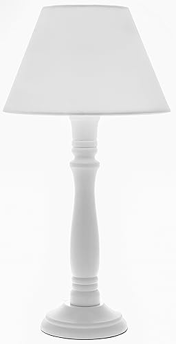 Tischlampe Lampe Tischleuchte Nachttischlampe Shabby Chic Landhaus Vintage Holz Weiss Hohe 40cm Amazon De Beleuchtung