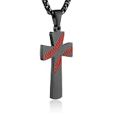 HZMAN Baseball Cross Pendant, I CAN DO ALL THINGS STRENGTH Bible Verse Stainless Steel Necklace