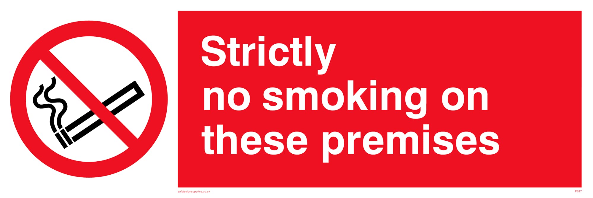 Pack of five - No Smoking On Premises Sign - 300x100mm - L31