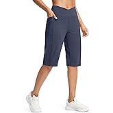 G Gradual Women's 14" Bermuda Long Shorts Knee Length High Waisted Athletic Shorts with Pockets Stretch Casual Summer Walking