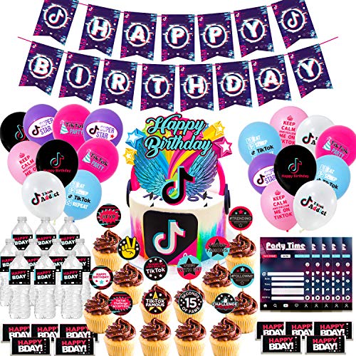 Birthday Parties Social Tik Tok Party Decorations Social Gatherings Tik Tok Happy Birthday Cake Topper 13 Pcs Tik Tok Photo Propsfor Music Party Decorations Party Supplies Toys Games Thepodsatstreamvale Com
