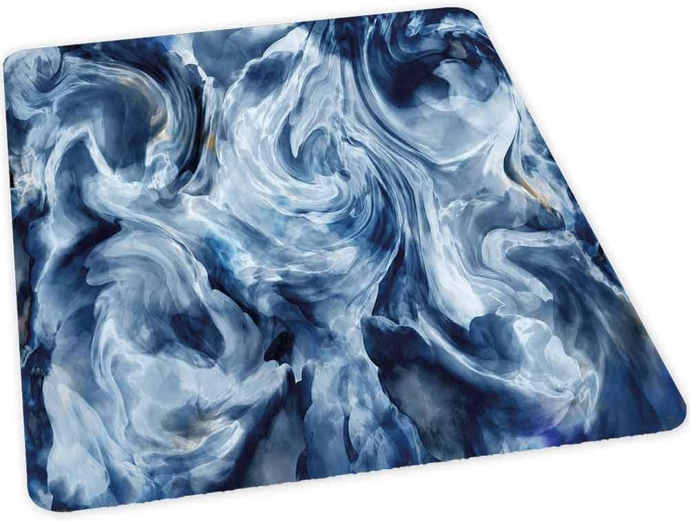 Office Chair Mat for Hard Floor, Grunge Stormy Murky Color Shades Motif Background with Blu, 30