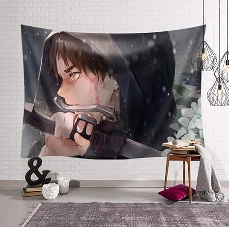 Amazon Co Jp タペストリータイタンへの攻撃アニメタペストリーヨガマットスロービーチタオルピクニックマットリビングルームウォールアート漫画壁掛けタペストリー D 150x100cm ホーム キッチン