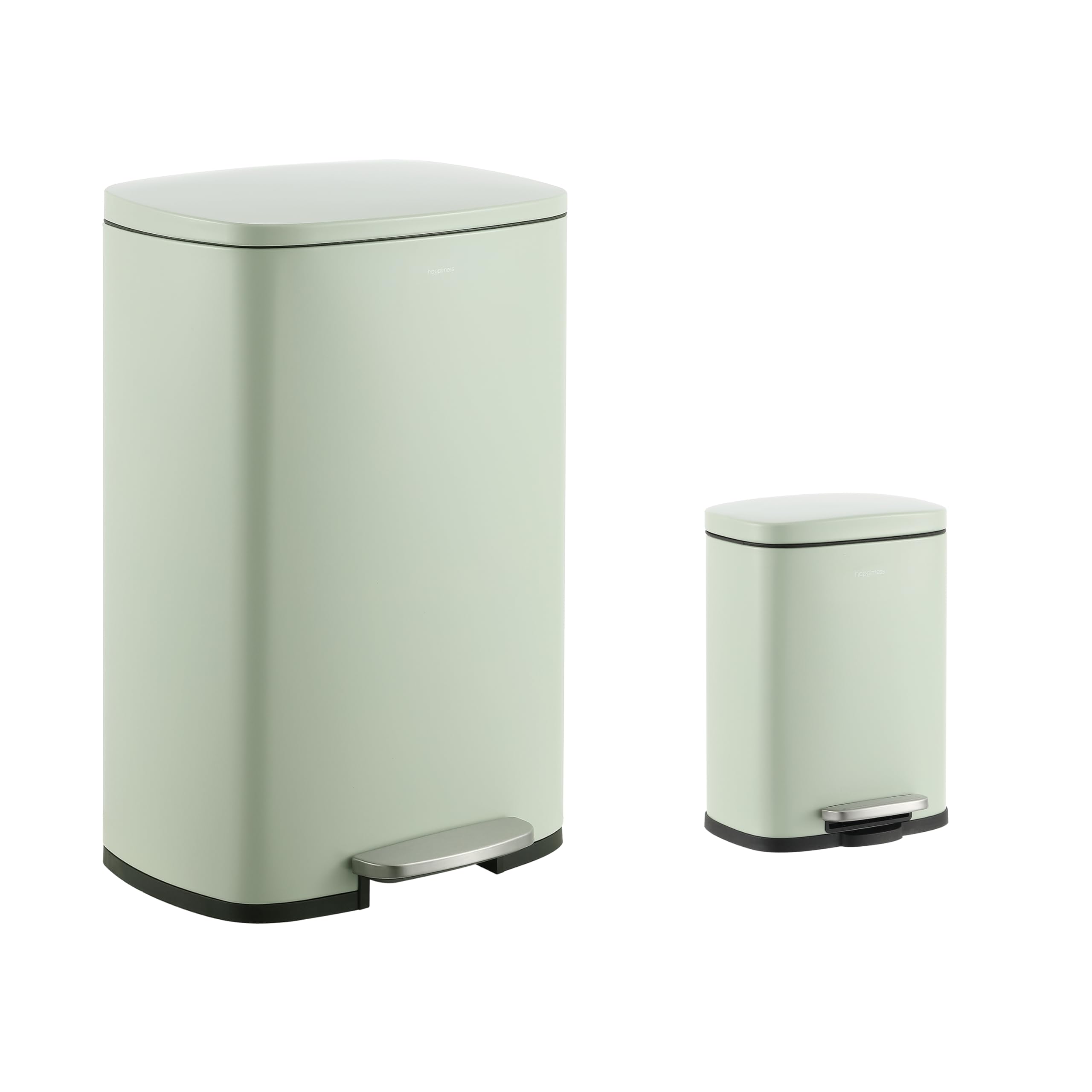 Photo 1 of happimess HPM1006E Connor Rectangular 13-Gallon Trash Can with Soft-Close Lid and Free Mini Trash Can, Fingerprint Resistant, Modern, Minimalistic for Kitchen, Office, Bathroom, Pistachio Gelato