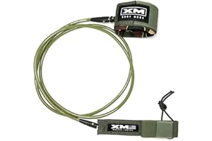 XM SURF MORE Regular Premium Surfboard Leash, 5/6/7/8/9/12ft Length, Cord (.270 in.) Unbreakable Swivels, Detachable Railsaver, Made in USA [3 Yr Warranty]