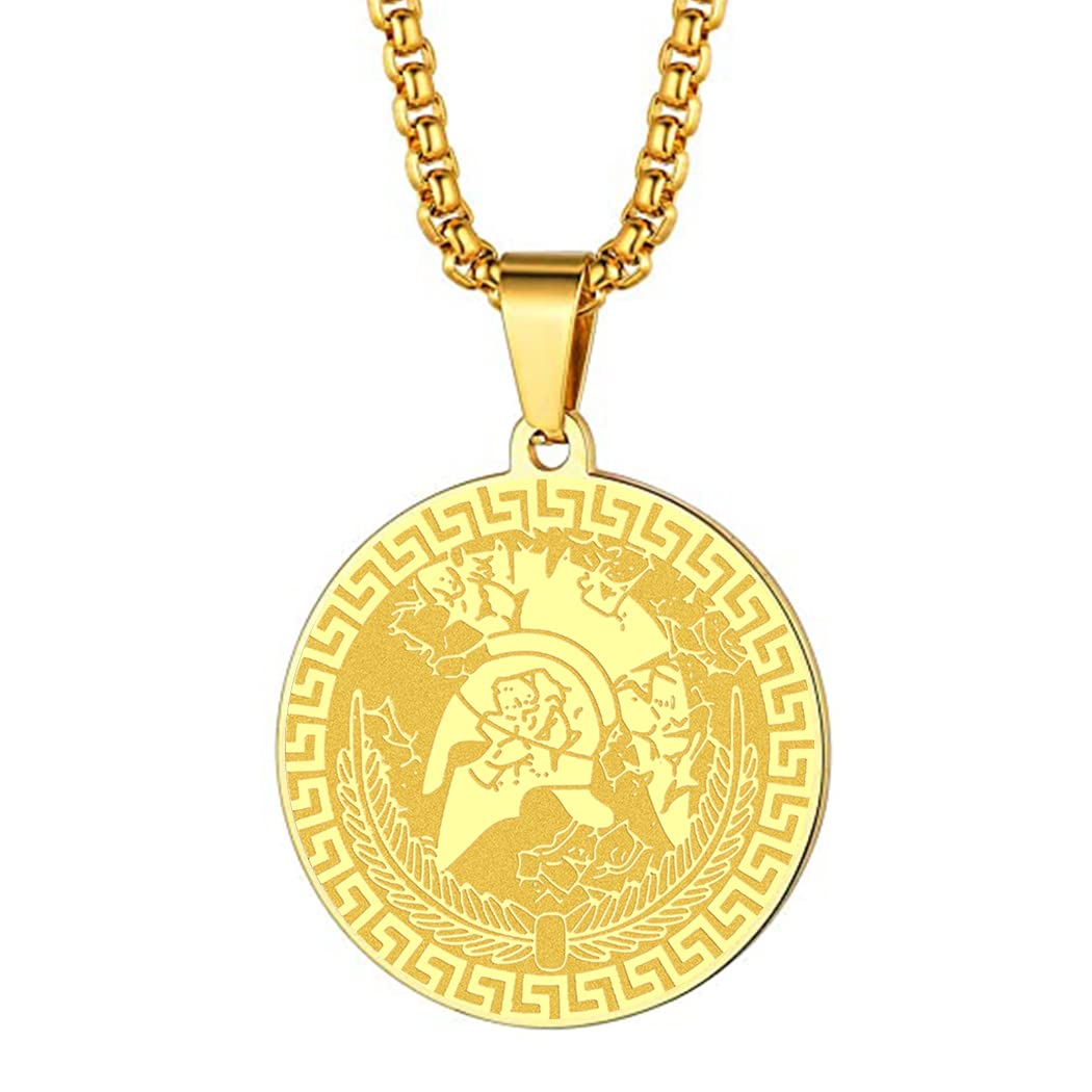 chengxun Symbol of the Ancient Greek God of War - Ares Necklace for Men Women Greek War Memorial Charm Pendant Neck Chain Amulet Talisman Jewelry Gift (234G)