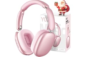 Wentronic Y02 Active Noise Cancelling Headphones,60H Battery,5 EQ Music Modes,Hi-Res Audio,Deep Bass,Foldable Wireless Over Ear Bluetooth 5.4 Headset,Breathable Leather Earpads (Pink)