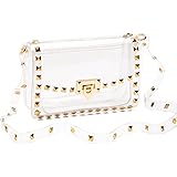 COROMAY Clear Purse for Women, Clear Crossbody Bag Stadium Approved, Fashion Rivet Decor Clear Purses