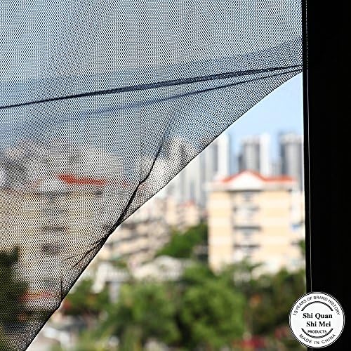 Window Screen Mesh Curtain,Mosquito Netting Adhesive Net Mesh Screen Protector with Sticky Anti Bug,Fitted to Multiple Windows (150x180cm 1Pack, Black)