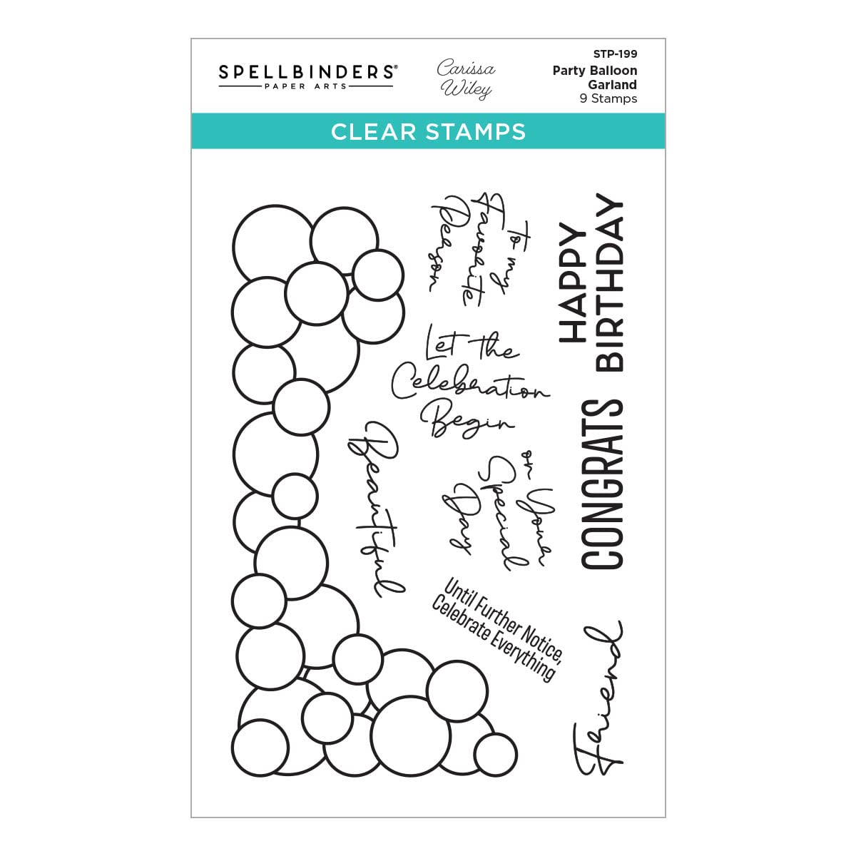 Spellbinders Balloon Garland Clear Stamp Set from The It’s My Party Collection by Carissa Wiley, ONE
