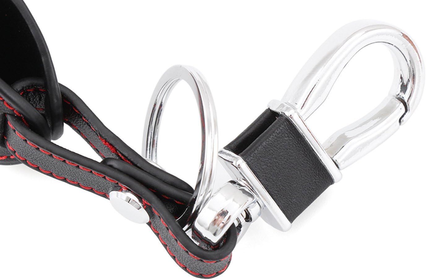 Happyit Leather Car Key Cover Case Keychain for Jaguar XK XF XJ8 XK8 XRR 2007-2011 2012 2013, Black, 7*3.5*1.5 cm - Image 5