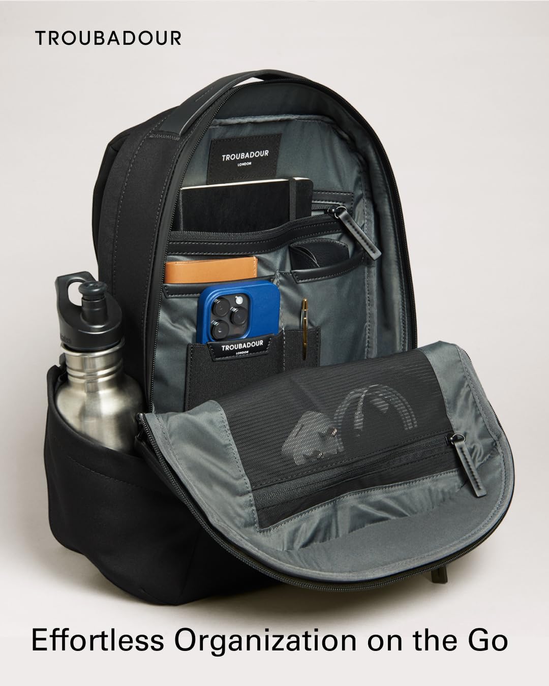 Troubadour Apex 3.0 Compact - 16L Premium Laptop Backpack - Ergonomic & Water Resistant - Designed for Work and Travel - Black