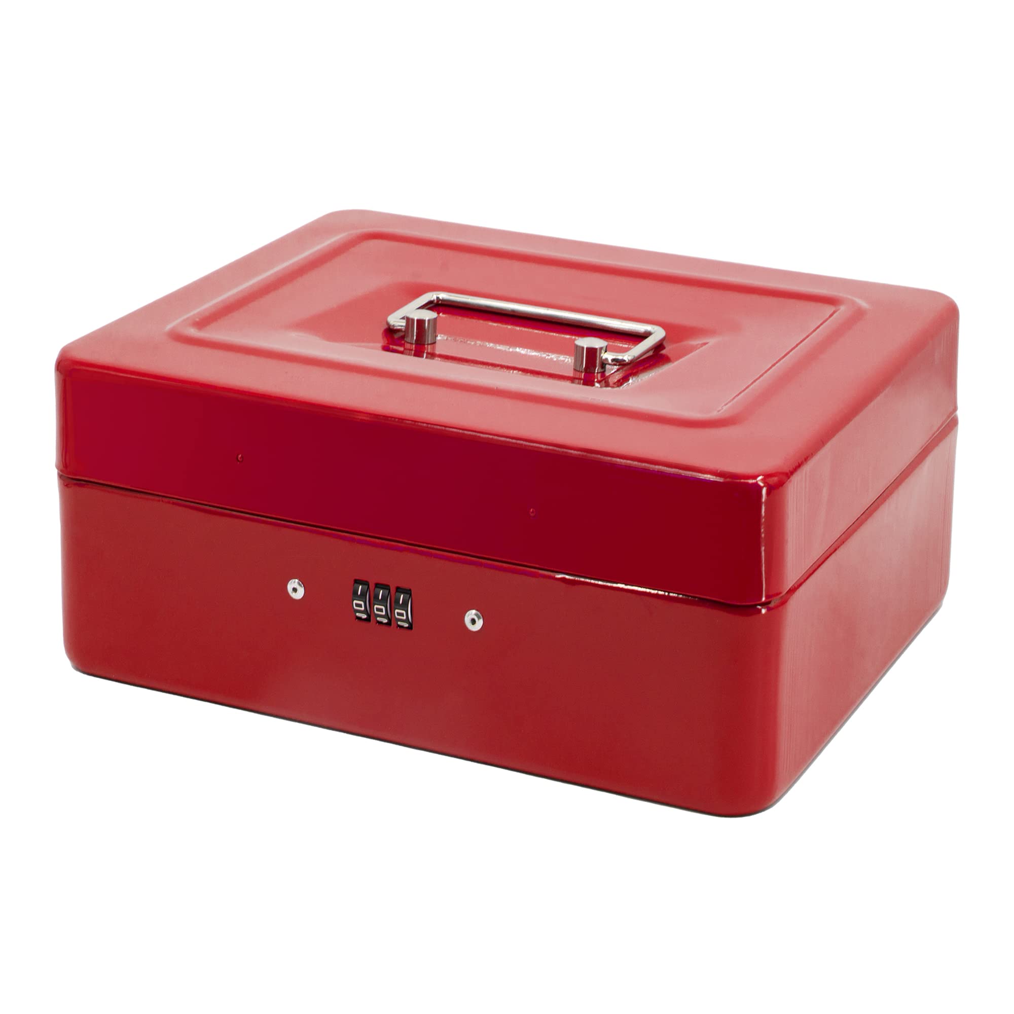 Time to Sparkle 8 inch Small Security Lock Box with Coin Tray Metal Material with Stainless Steel Handle 20 * 16 * 9.5cm Red