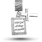 Luluadorn Bible Prayer Charm for Bracelets Pendant Heart Silver Cross Matthew Isaiah Dangle Charms Bracelet for Women Wife Daughter Grandma Friends