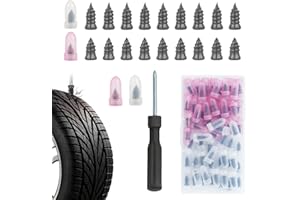Realth 60PCS Tire Repair Rubber Nails Kit, Screw-in Flat Tire Repair Kit, Fast Self-Service Puncture Fix for Car, Motorcycle, Truck, ATV & Tractor