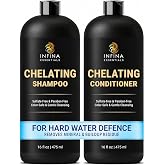 Chelating Clarifying Shampoo and Conditioner Set for Hard Water &amp; Chlorine | Sulfate Free Metal Detox for Build Up, Swimmers &amp; Color Safe Deep Cleansing - 16 fl oz Each - INFINA ESSENTIALS
