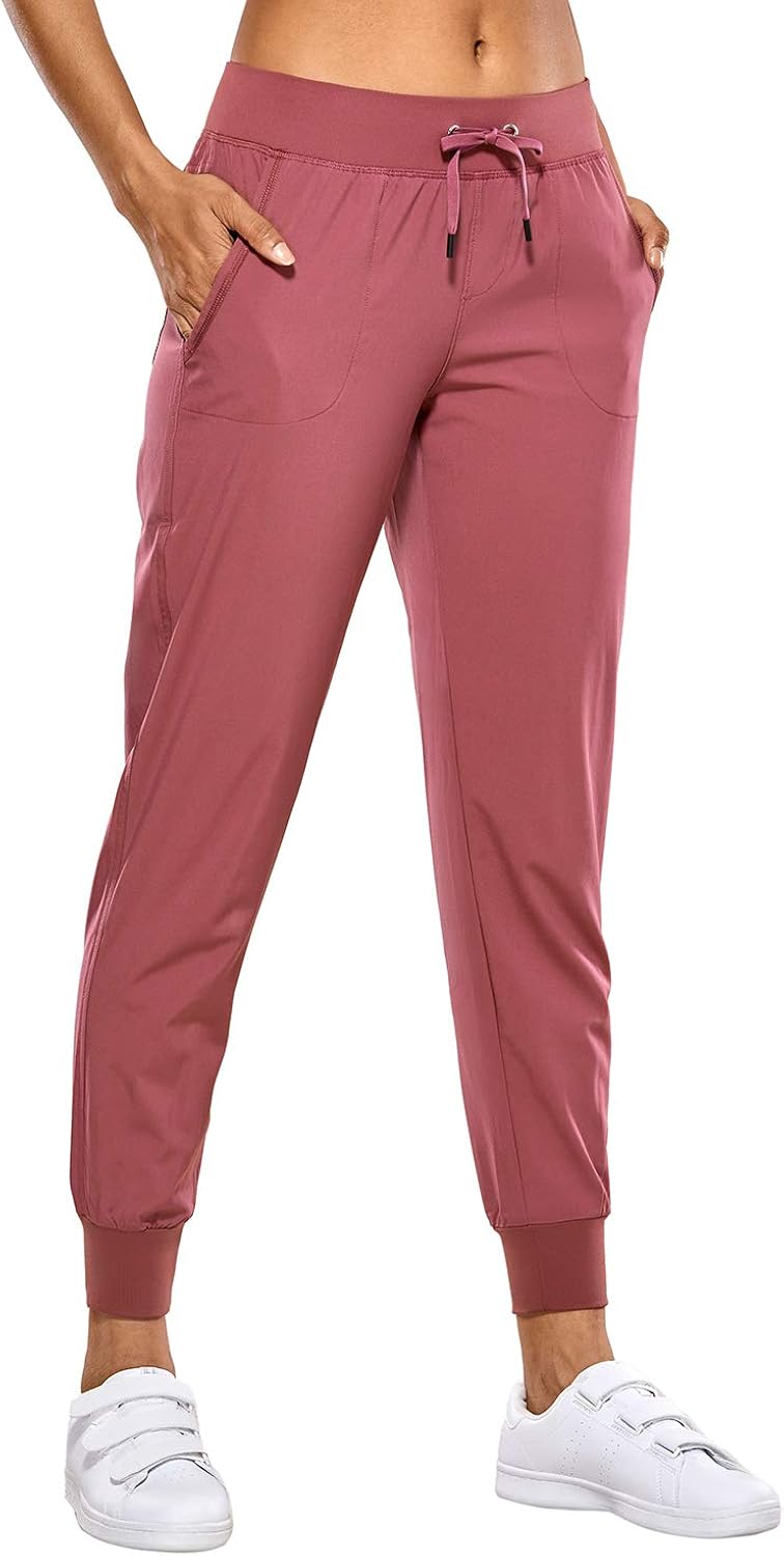 CRZ YOGA Women's Lightweight Joggers Pants with Pockets Drawstring Workout Running Pants with Elastic Waist: Clothing