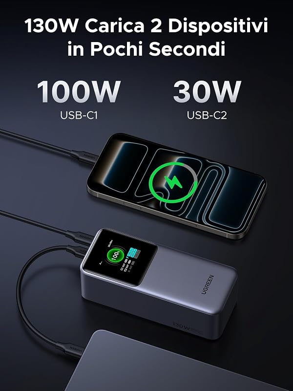 Nexode Pro 130W Power Bank 20000mAh Caricatore Portatile USB C 100W