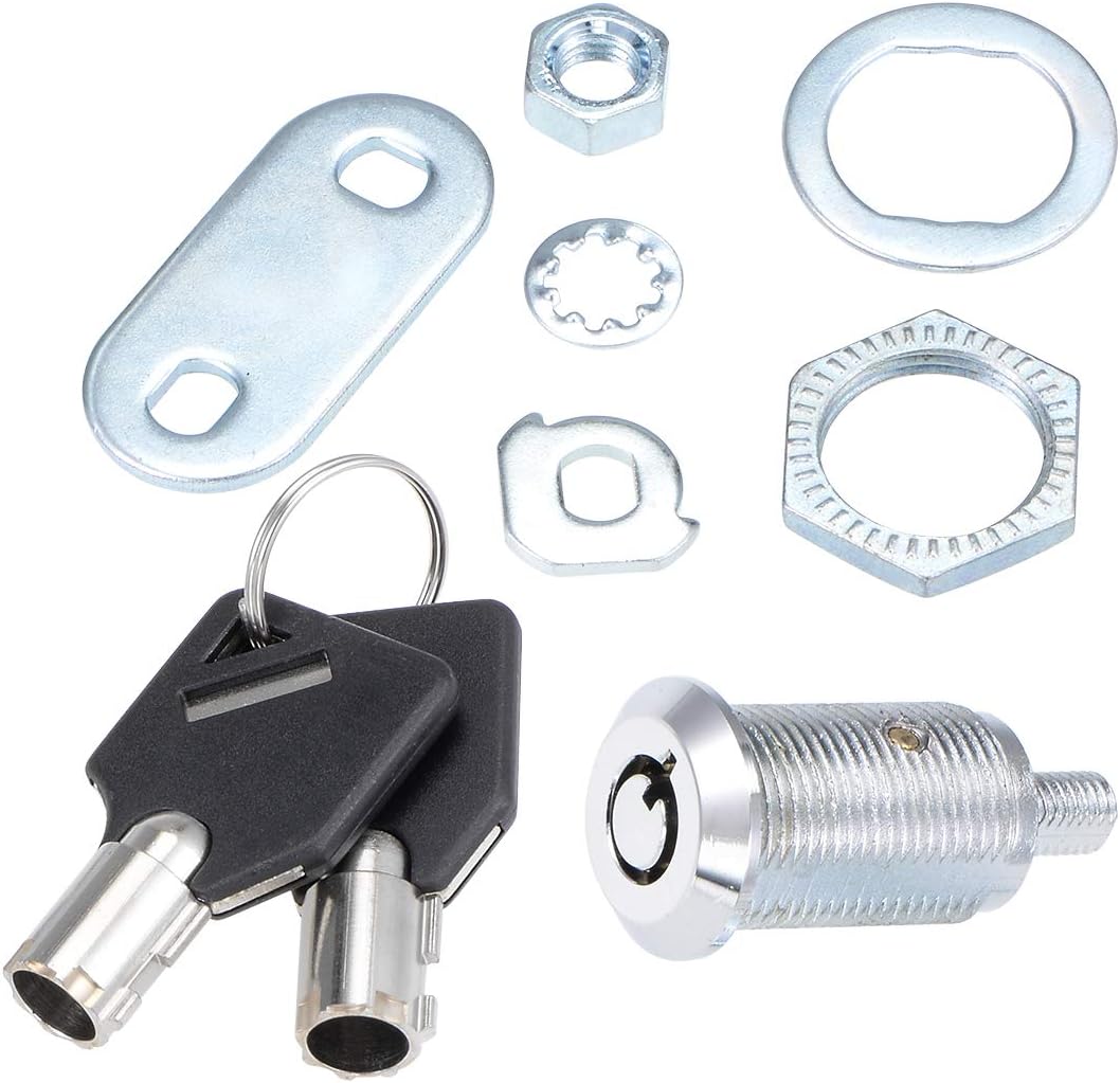 sourcing map Tubular Cam Lock, 1-1/8" Cylinder Length, Fits Up to 3/4" Thick Panel Keyed Alike, 2Pcs, Chrome - Image 4