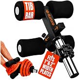 EXURA Tib Bar Tibialis Trainer, Adjustable to Any Foot Size, 1" &amp; 2" Plates | Single or dual leg tib raise and calf raise machine. Leg extension attachment and calf workout equipment for dorsiflexion.