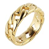 HZMAN Mens Stainless Steel 7mm Wide Band Cuban Link