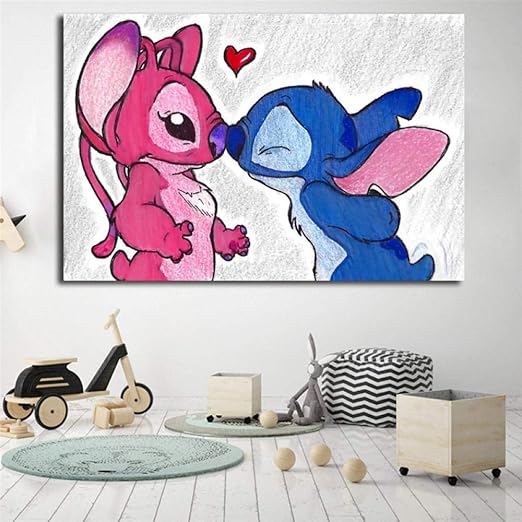 Amazon Com Stitch And Angel Minimalist Wall Art Canvas Poster And Print Canvas Painting Decorative Picture For Bedroom Girl Kids Room Decor 50x70cm No Frame Posters Prints