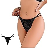 MysSweet G-String Thongs for Women Sexy Lace Cheeky Panties Underwear Strap Lingerie Tangas Low Rise Briefs T Back
