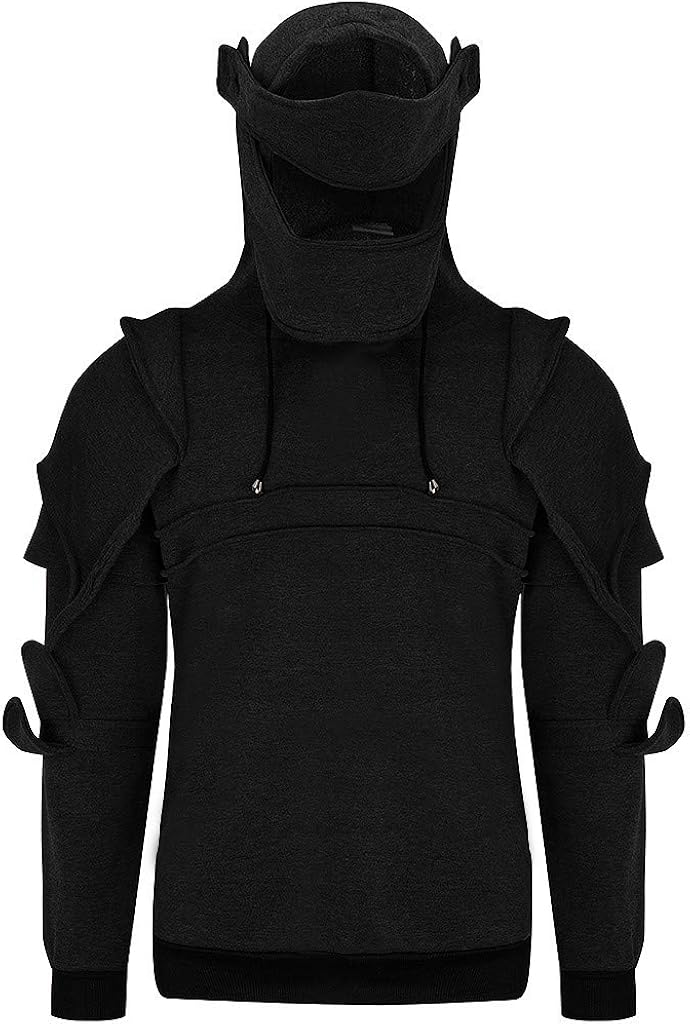 men's hoodie retro elbows drawstring