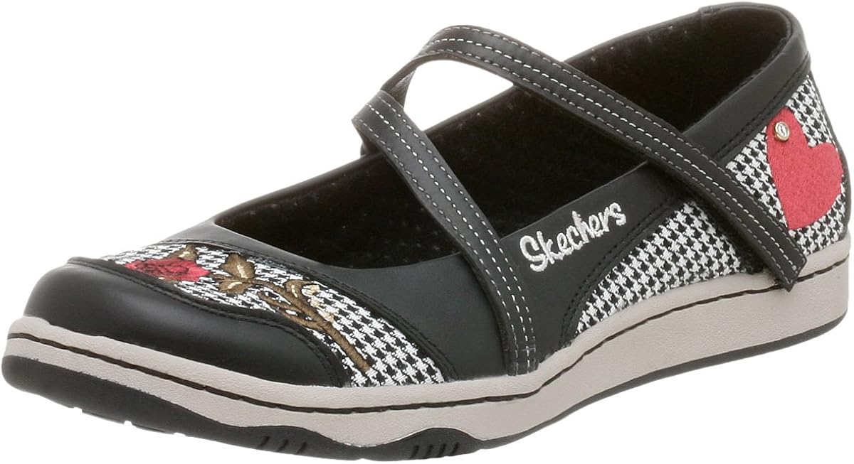 Amazon.com | Skechers Women's Reality Check Mary Jane, Black/White, 8 M US | Fashion Sneakers