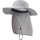 Home Prefer UPF 50+ Sun Hats for Men Women Wide Brim Fishing Hat with Neck Flap Summer Safari UV Protection Bucket Hat