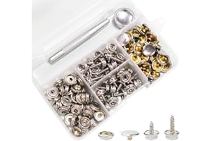 AROKIMI Snaps Kit for Boat Cover,Canvas Screws Snaps Buttons Tool Marine Grade Sewing Fastener with 2Pcs Setting Tool (60pcs)