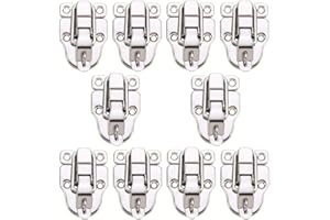 QLXHBOT 10Pack Metal Duckbilled Box Hasp Lock Toggle Latch Catch for Wooden Case Boxes Toolbox Silver