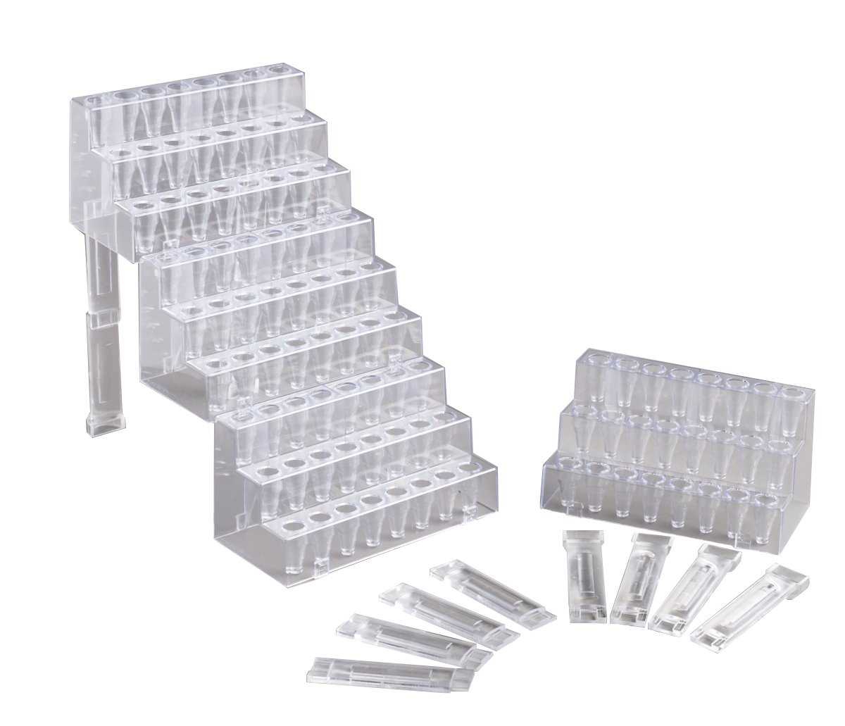 Camlab Plastics RTP/7409-04 Four Step Racks with Supports, Clear (Pack of 5)