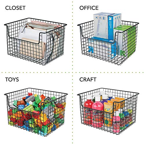 mDesign Metal Kitchen Pantry Food Storage Organizer Basket Farmhouse